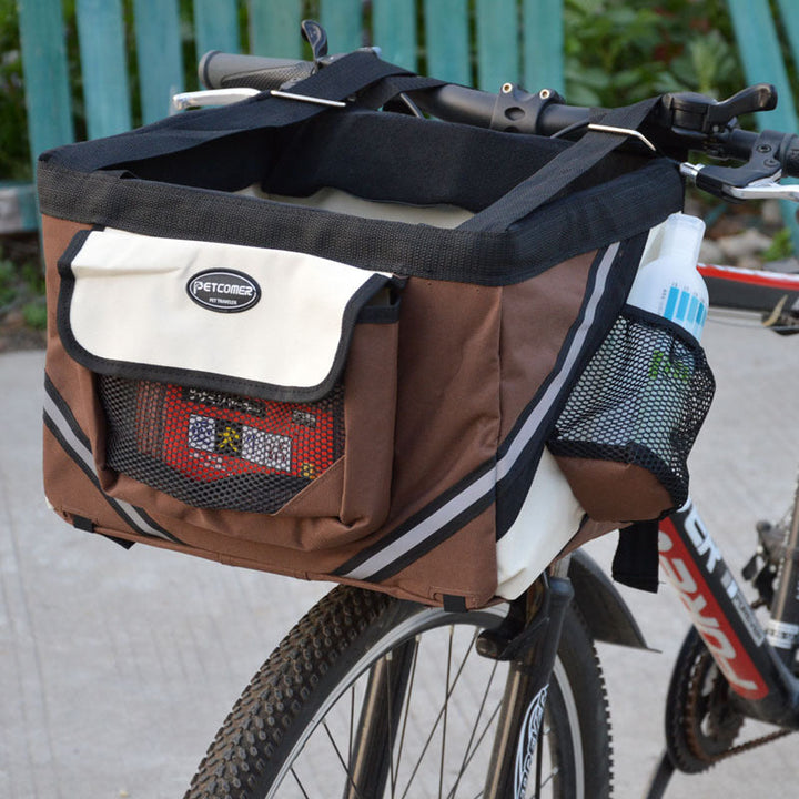 Pet Bicycle Carrier Front Handlebar Basket Removable Travel Bag