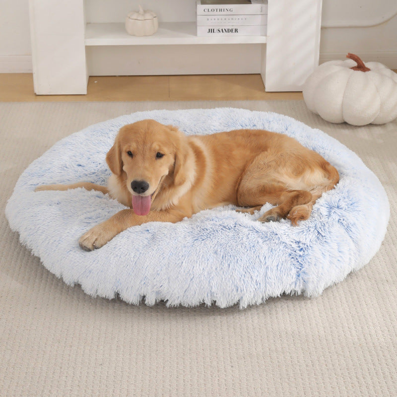 Round Plush Pet Bed Warm Comfortable Sleeping Mat