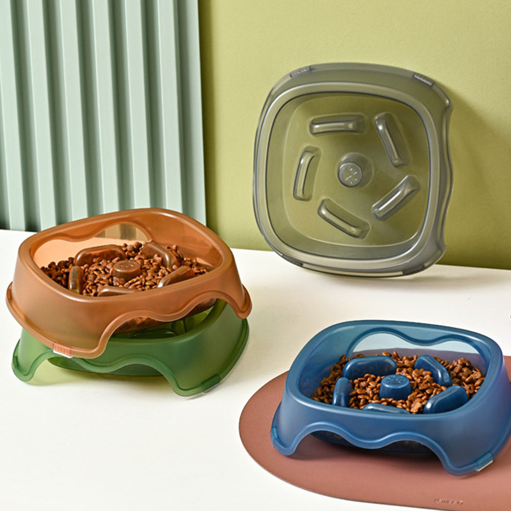 Pet Slow Anti-Choking Water Feeder Bowl Plastic Feeding Plate