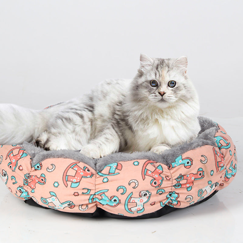 Calming Donut Round Pet Bed Fluffy Indoor Sleeping Mat