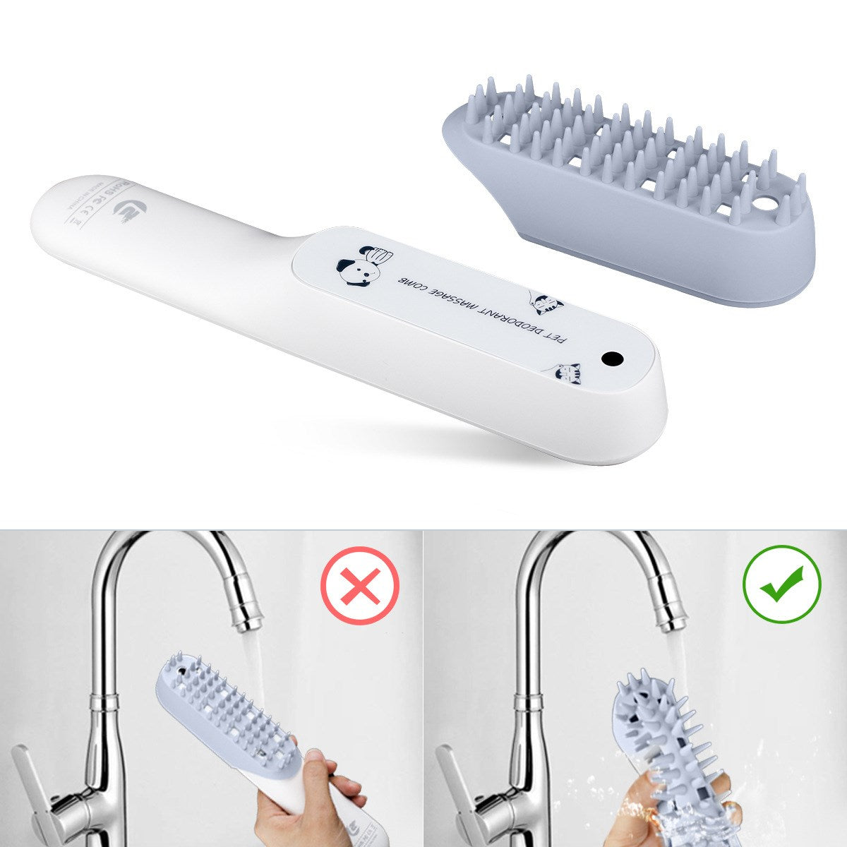 Pet Silicone Massage Brush Deodorizing Fur Removal Comb