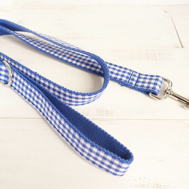 Blue Checked Leash For Pets
