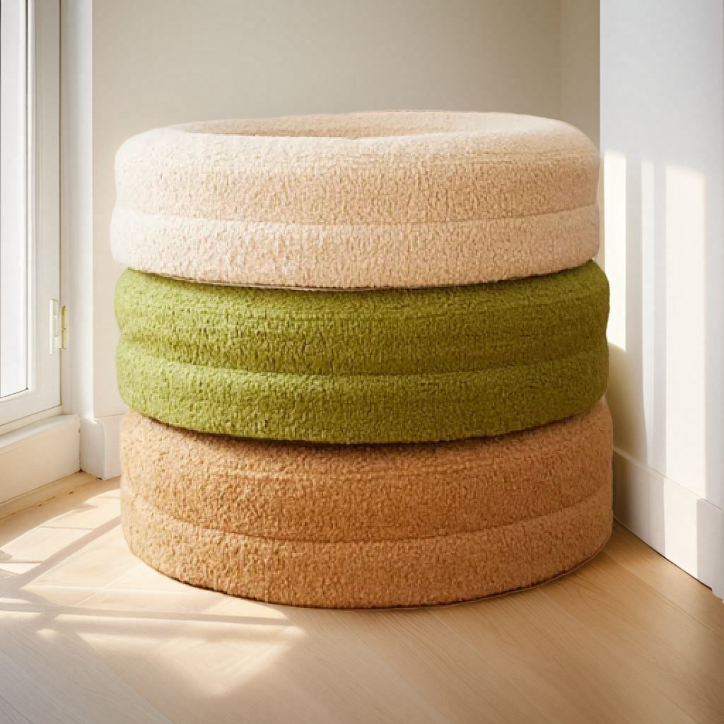 Solid Color Round Pet Bed Comfortable Indoor Nest