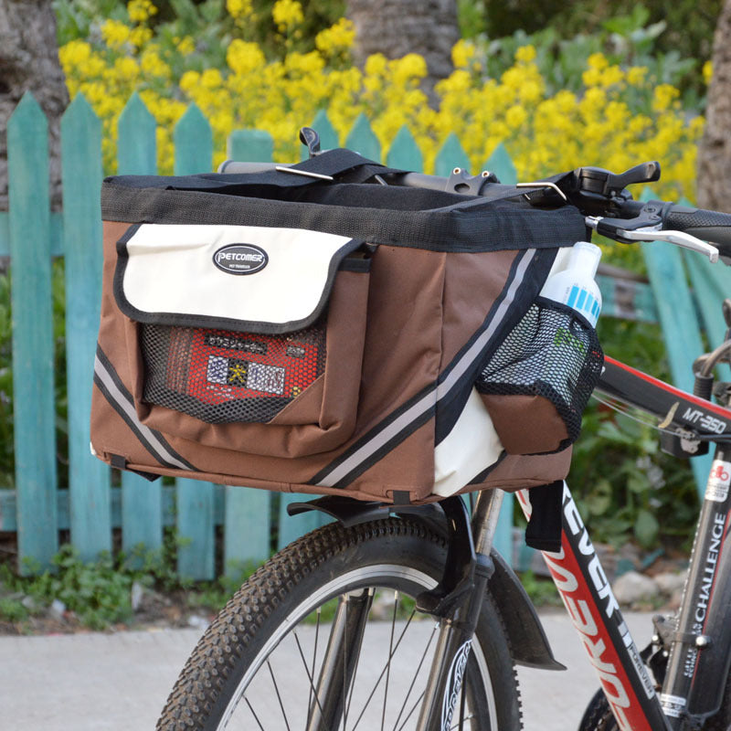 Pet Bicycle Carrier Front Handlebar Basket Removable Travel Bag