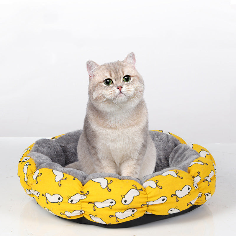Calming Donut Round Pet Bed Fluffy Indoor Sleeping Mat