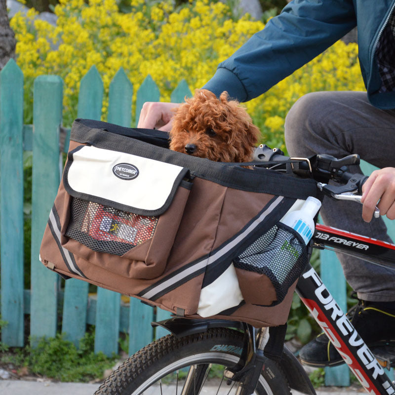 Pet Bicycle Carrier Front Handlebar Basket Removable Travel Bag