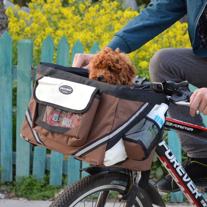 Pet Bicycle Carrier Front Handlebar Basket Removable Travel Bag