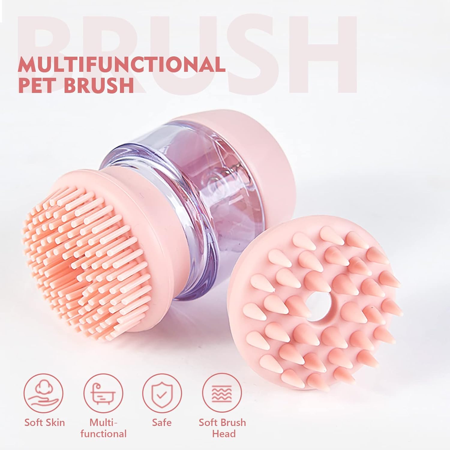 Pet Bath Grooming Brush Silicone Massage Brush With Shampoo Dispenser