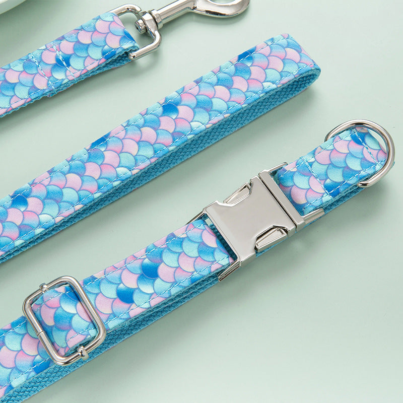 Mermaid Style Collar And Leash For Pets