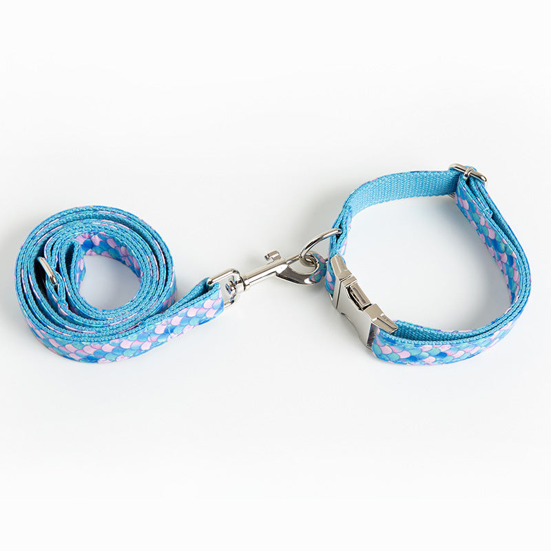 Mermaid Style Collar And Leash For Pets