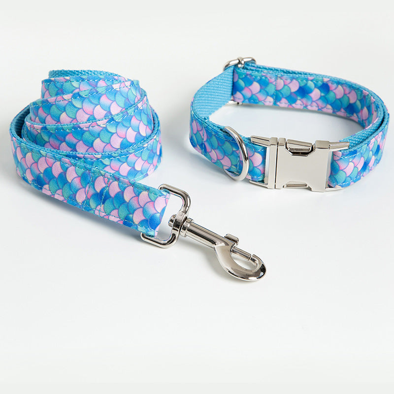 Mermaid Style Collar And Leash For Pets