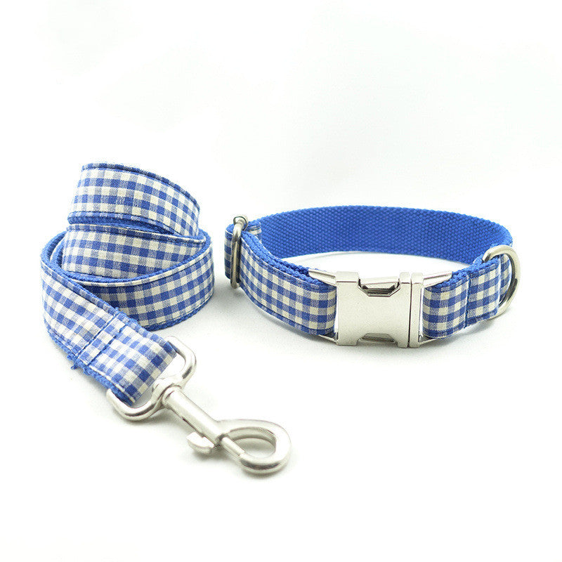 Blue Checked Leash For Pets