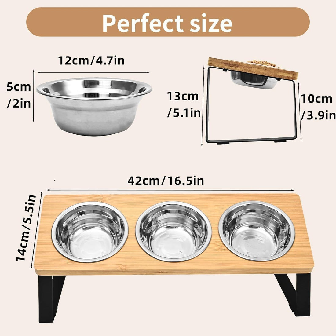 Pet Feeding Rack Combined Iron And Wood With Bowl Holder