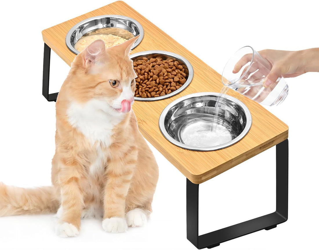 Pet Feeding Rack Combined Iron And Wood With Bowl Holder