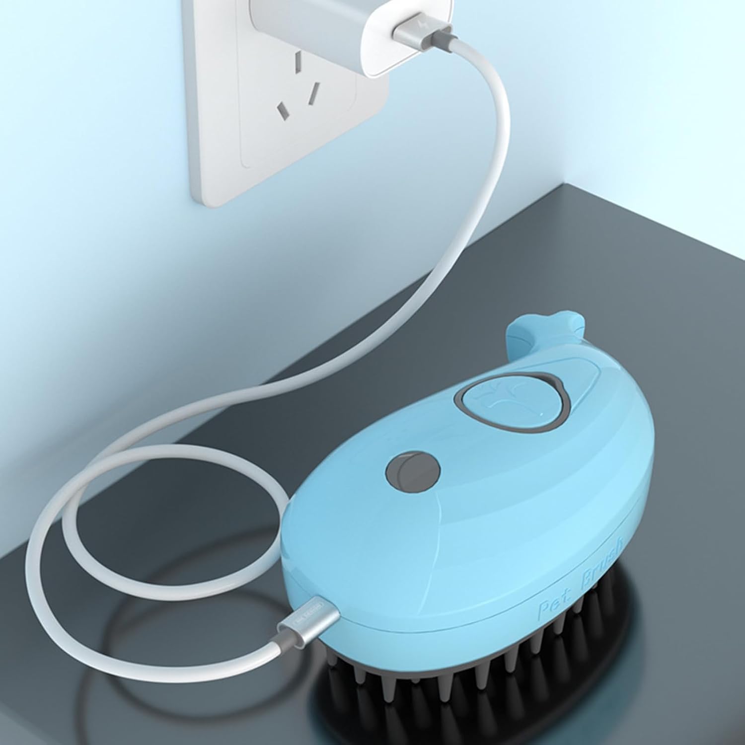 3-in-1 Whale-Shaped Pet Steam Brush For Bathing Massage