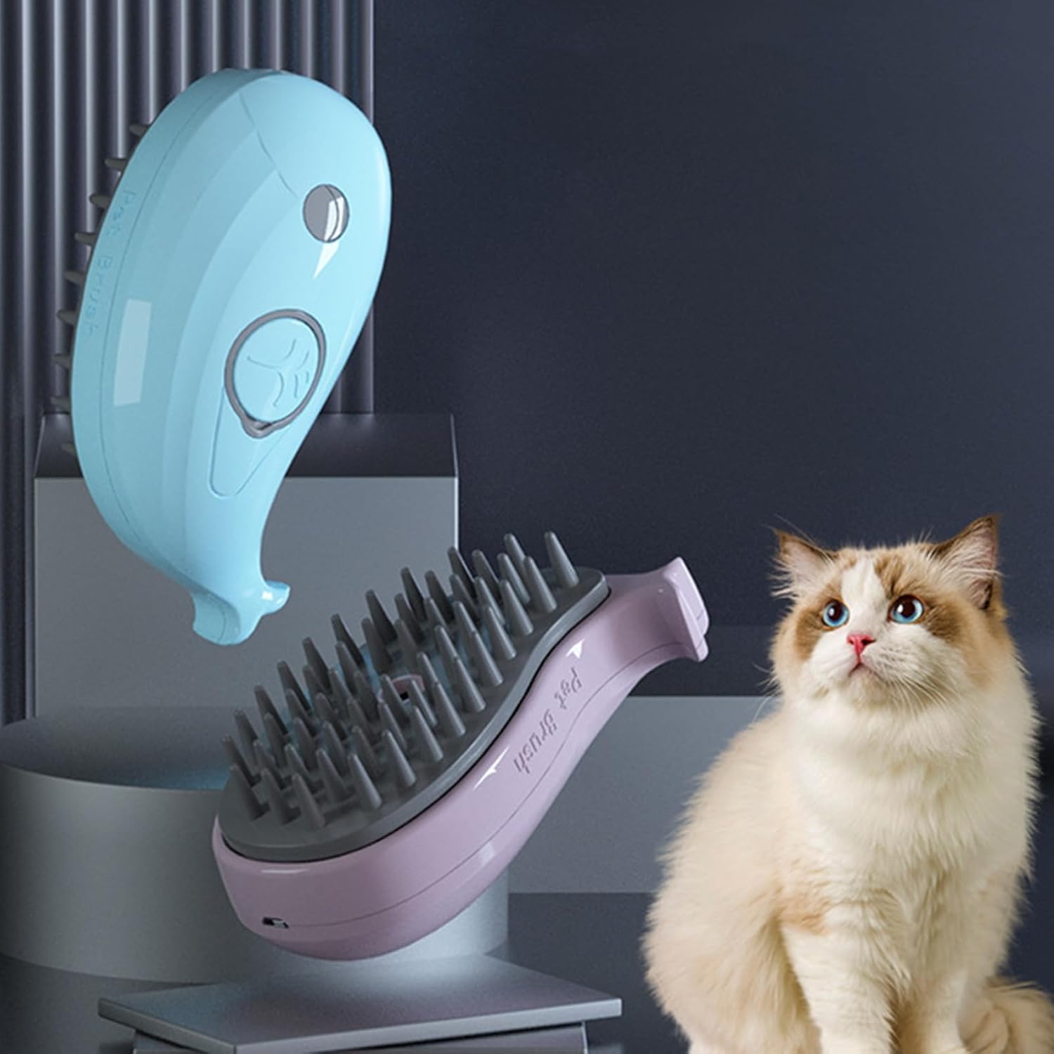 3-in-1 Whale-Shaped Pet Steam Brush For Bathing Massage