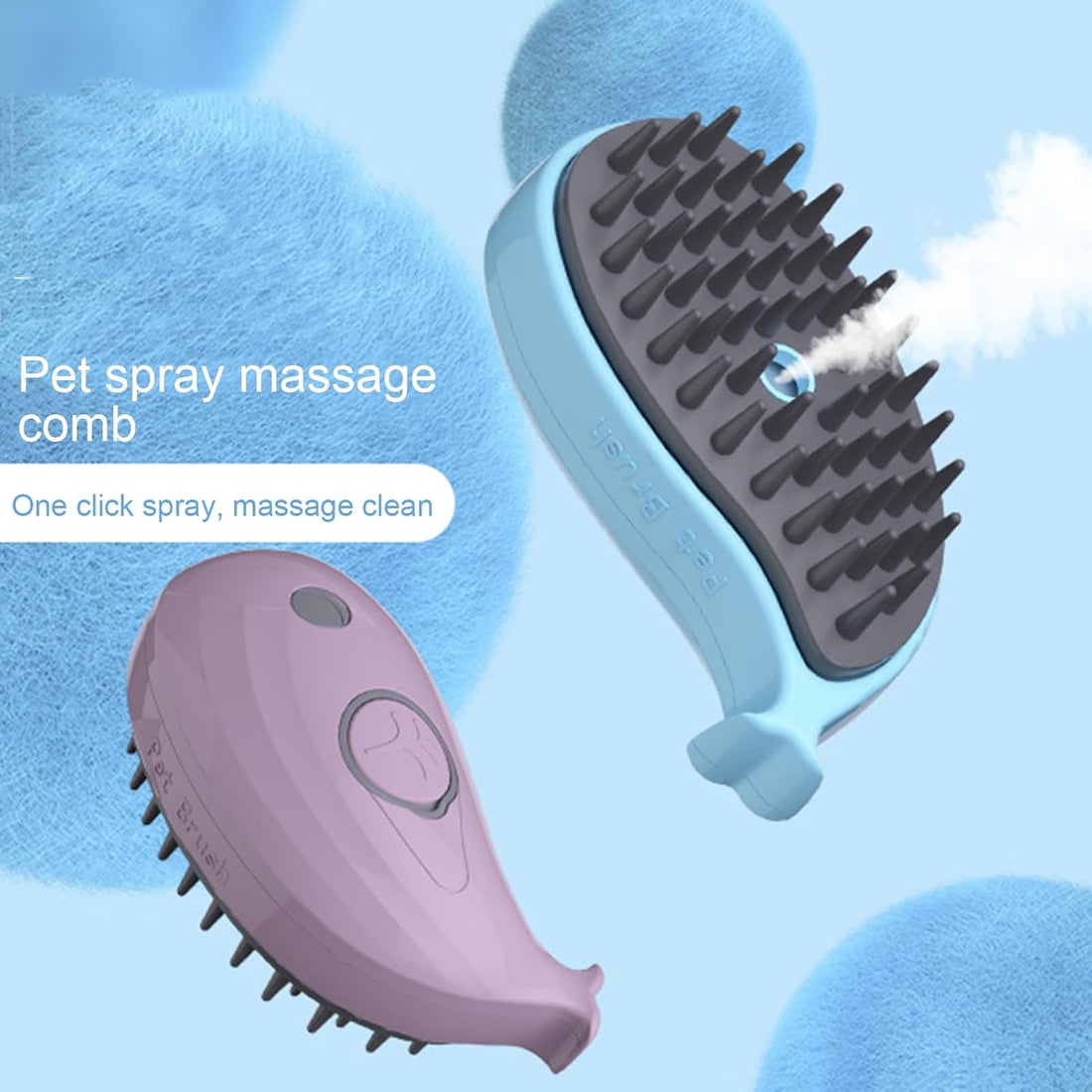 3-in-1 Whale-Shaped Pet Steam Brush For Bathing Massage