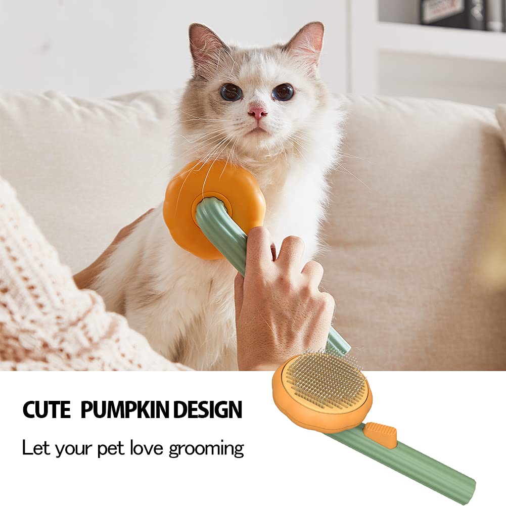 Self-Cleaning Pet Slicker Brush Removes Loose Hair Mats