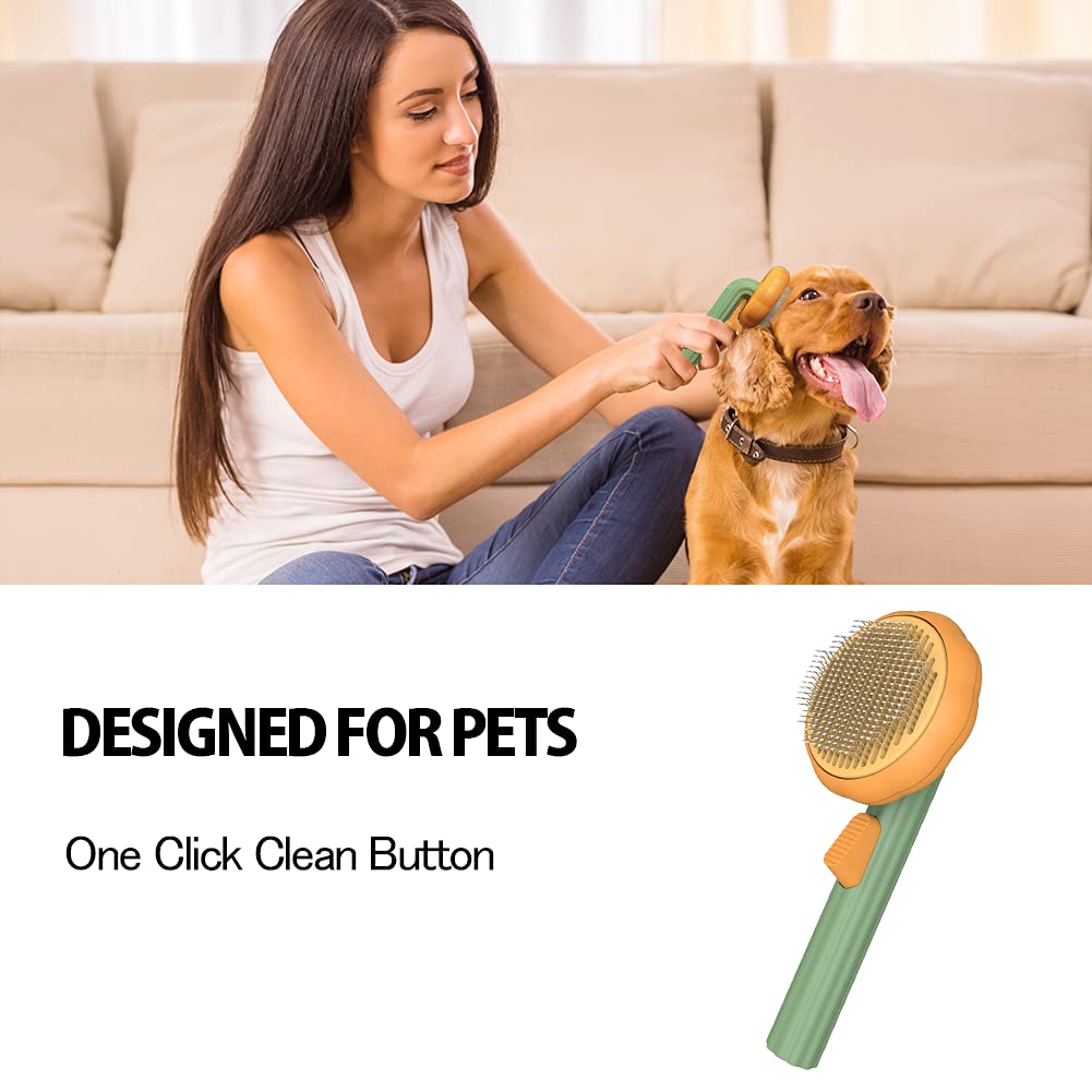 Self-Cleaning Pet Slicker Brush Removes Loose Hair Mats