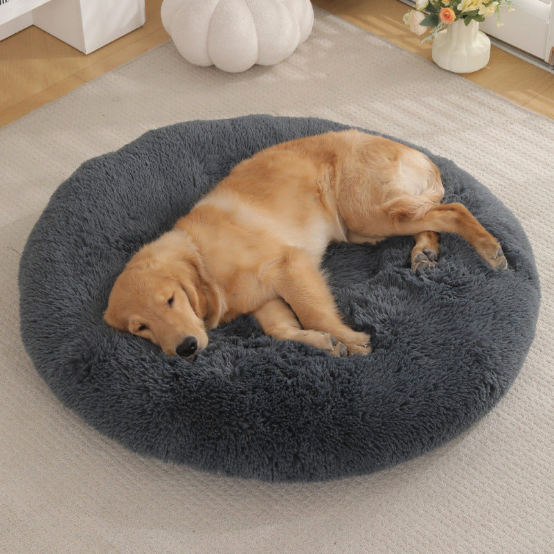 Round Plush Pet Bed Warm Comfortable Sleeping Mat
