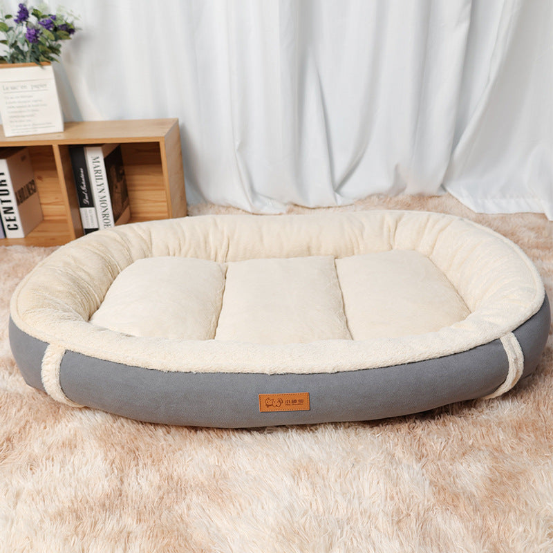 Round Linen Pet Bed Non-Slip Comfortable Mat