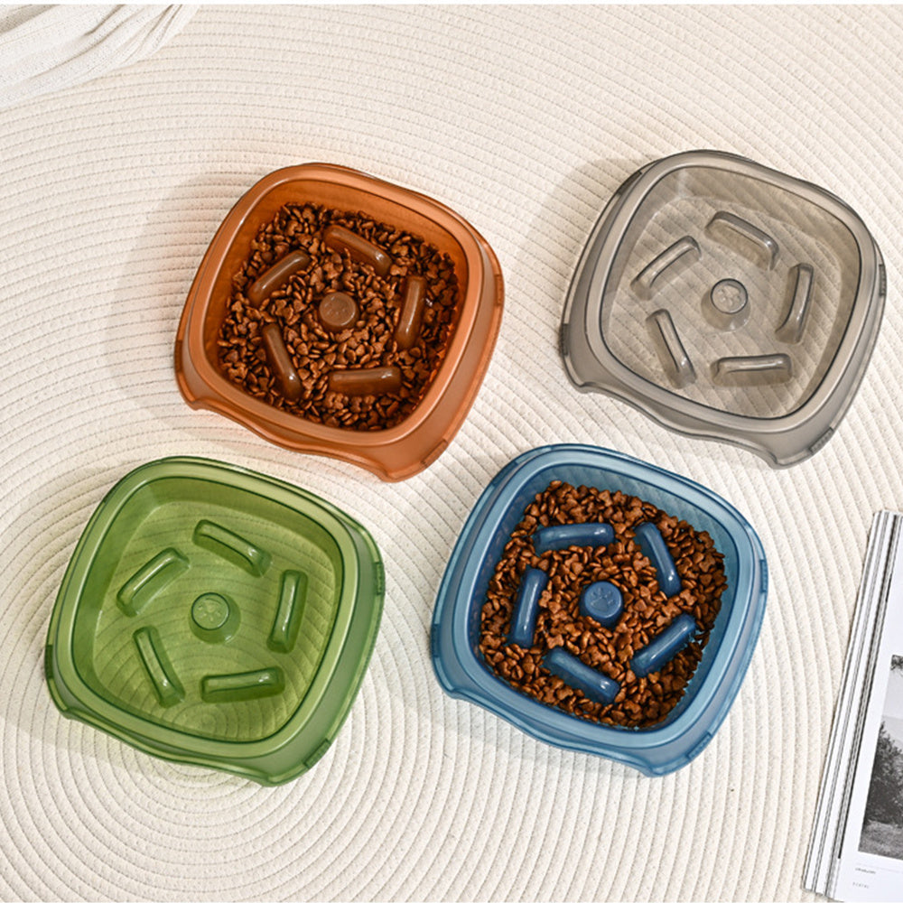 Pet Slow Anti-Choking Water Feeder Bowl Plastic Feeding Plate