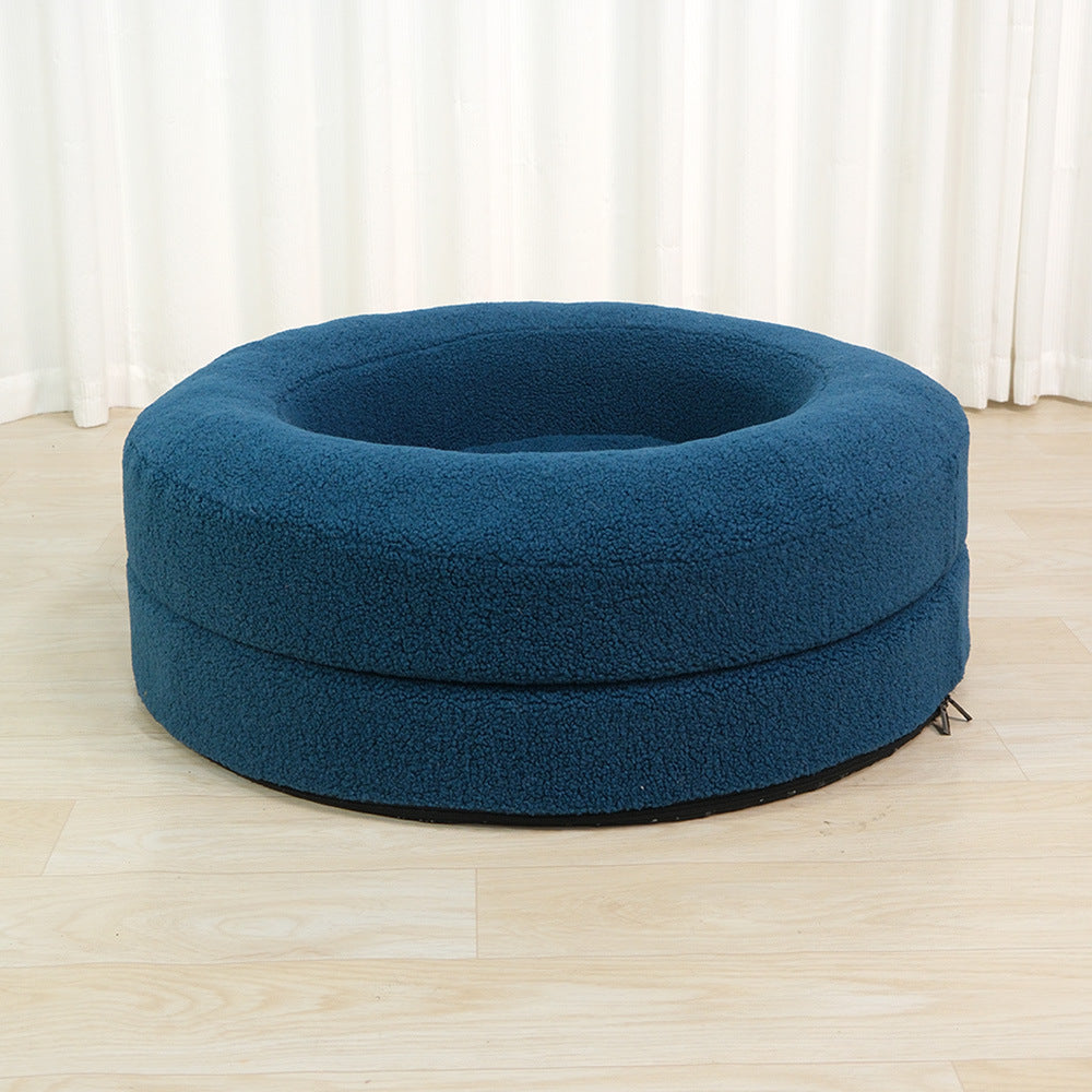 Solid Color Round Pet Bed Comfortable Indoor Nest