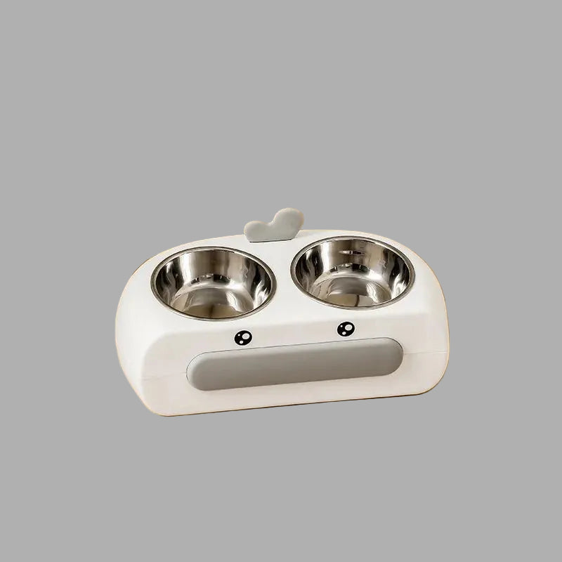 Duck-Shaped Double Pet Feeding Bowl Plastic Food Water Tray