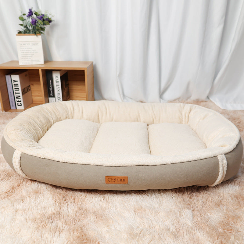 Round Linen Pet Bed Non-Slip Comfortable Mat