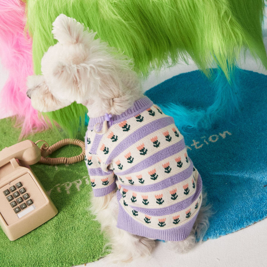 Purple Flower Pet Sweater Cardigan For Style And Warmth