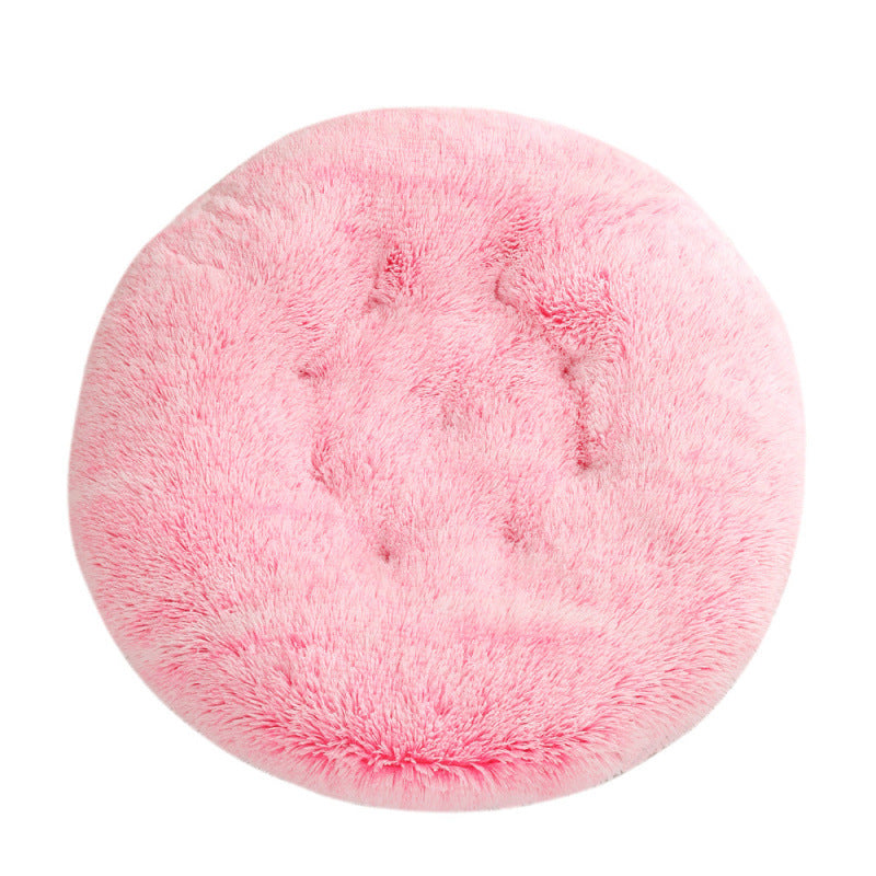 Round Plush Pet Bed Warm Comfortable Sleeping Mat
