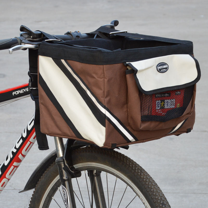 Pet Bicycle Carrier Front Handlebar Basket Removable Travel Bag