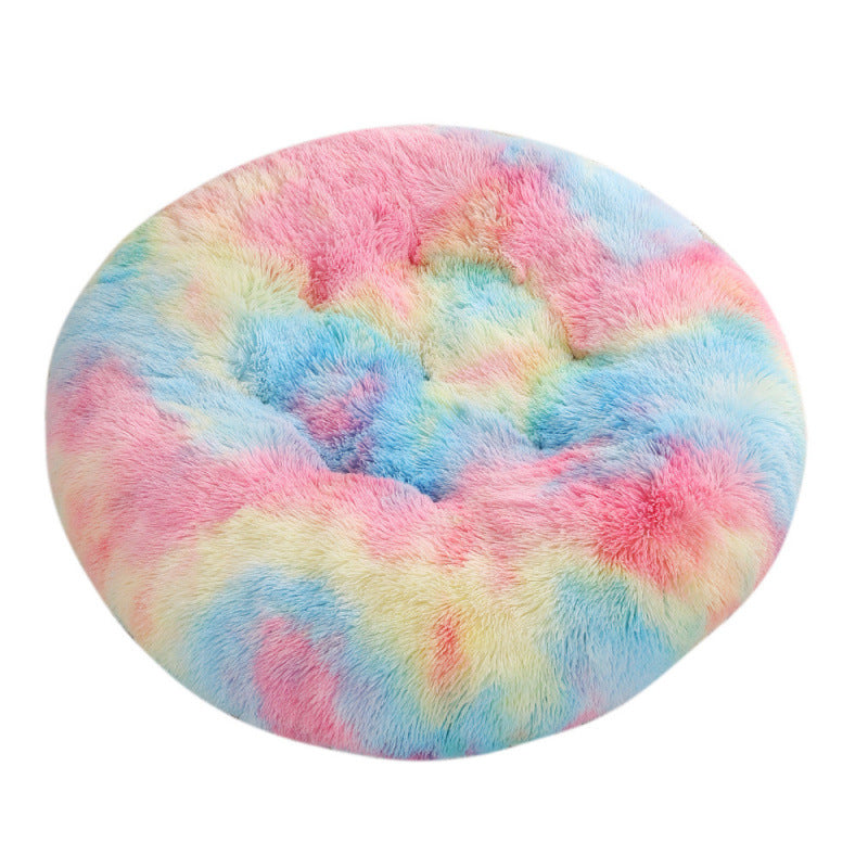 Round Plush Pet Bed Warm Comfortable Sleeping Mat