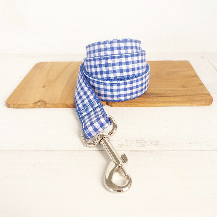 Blue Checked Leash For Pets