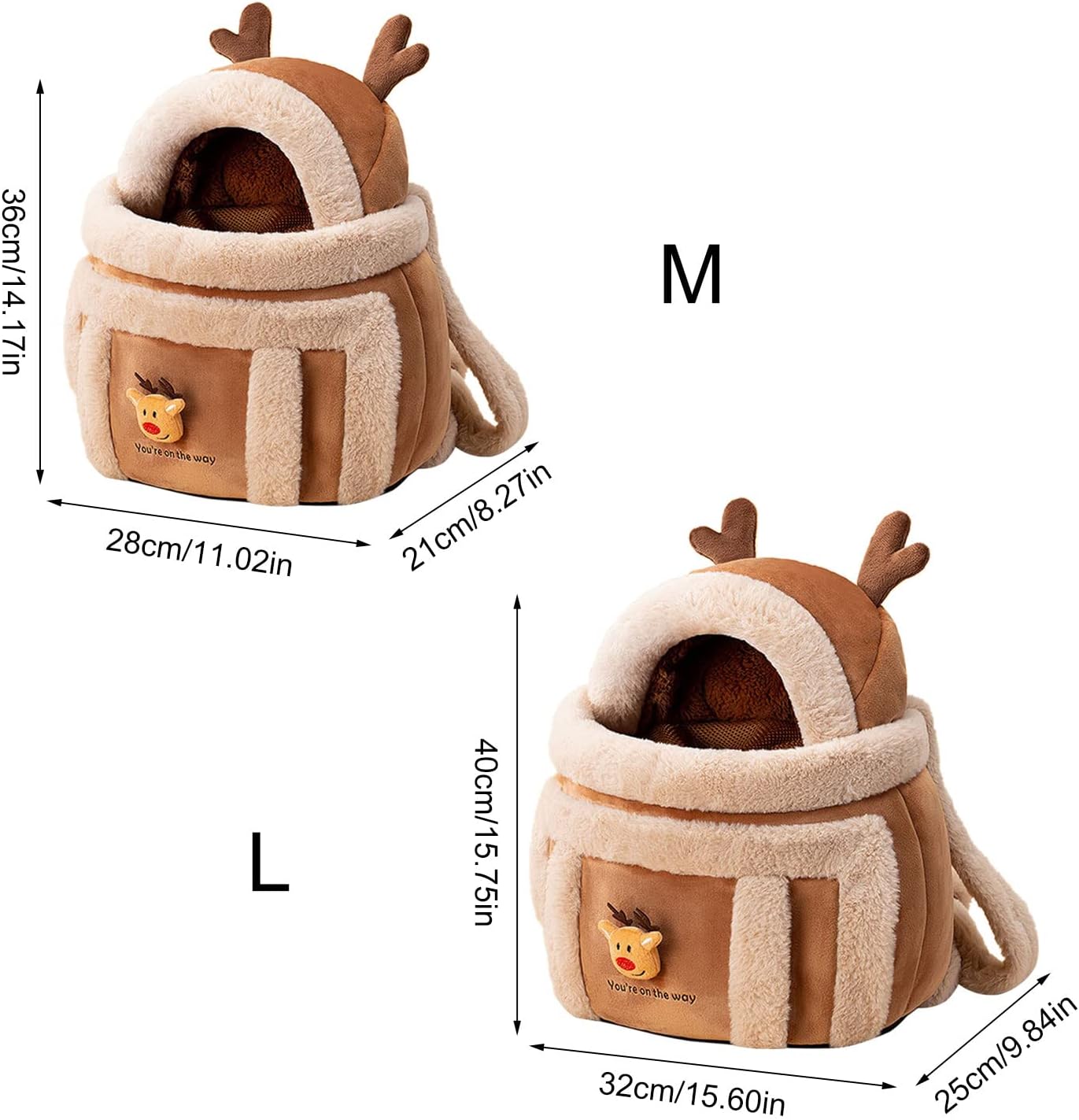 Pet Travel Carrier Backpack Winter Plush Bag With Hand Warmers