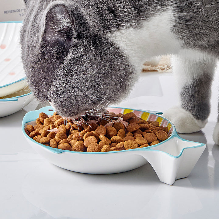 Pet Fish-Shaped Ceramic Feeding Bowl Plate