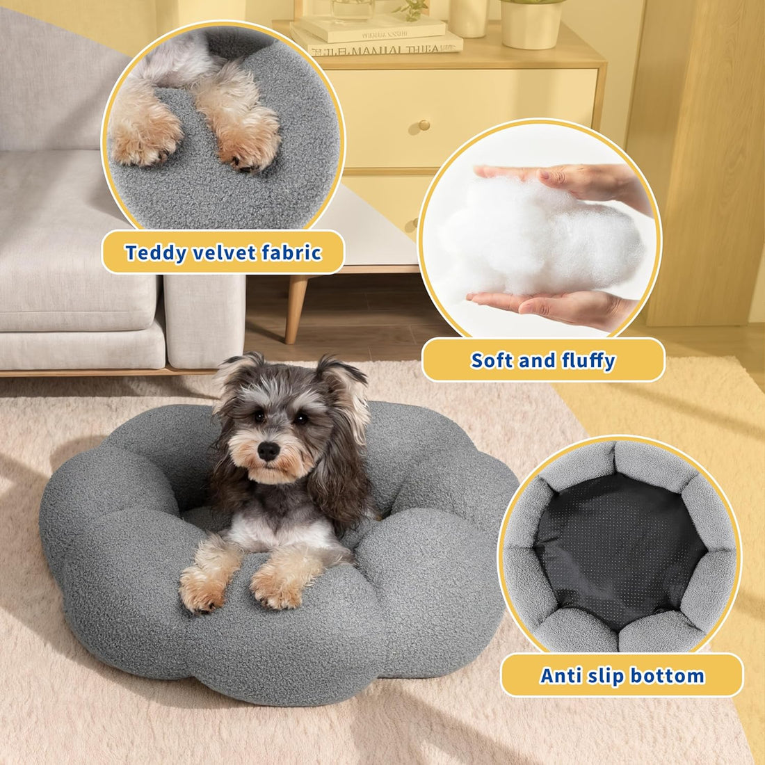 Fluffy Calming Round Donut Pet Bed Non-Slip Washable