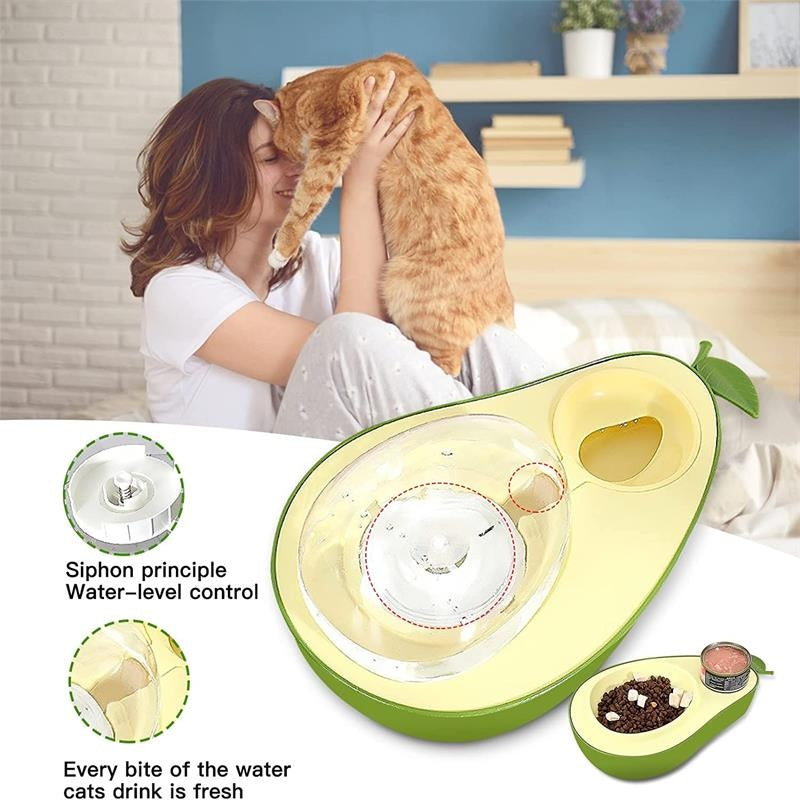 Automatic Avocado-Shaped Pet Water Feeder Slow Feeding Bowl