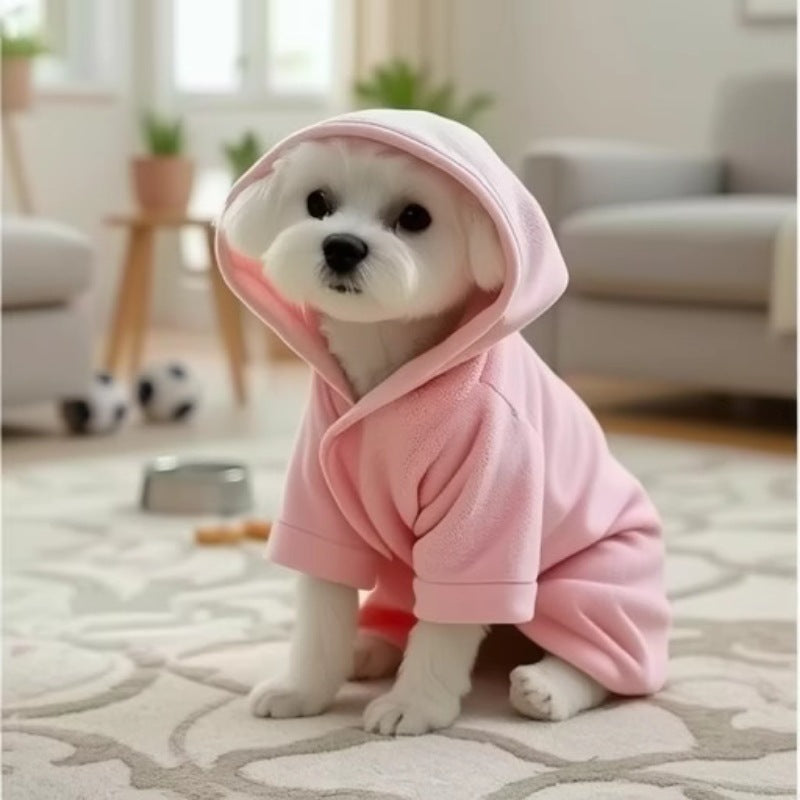 Pet Wearable Bathrobe Soft Thick Coral Fleece Towel