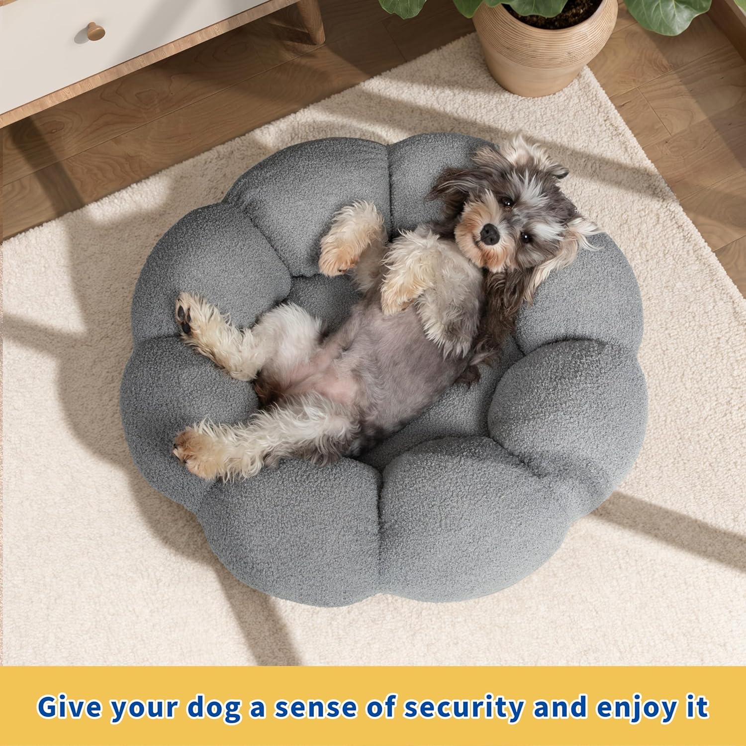 Fluffy Calming Round Donut Pet Bed Non-Slip Washable