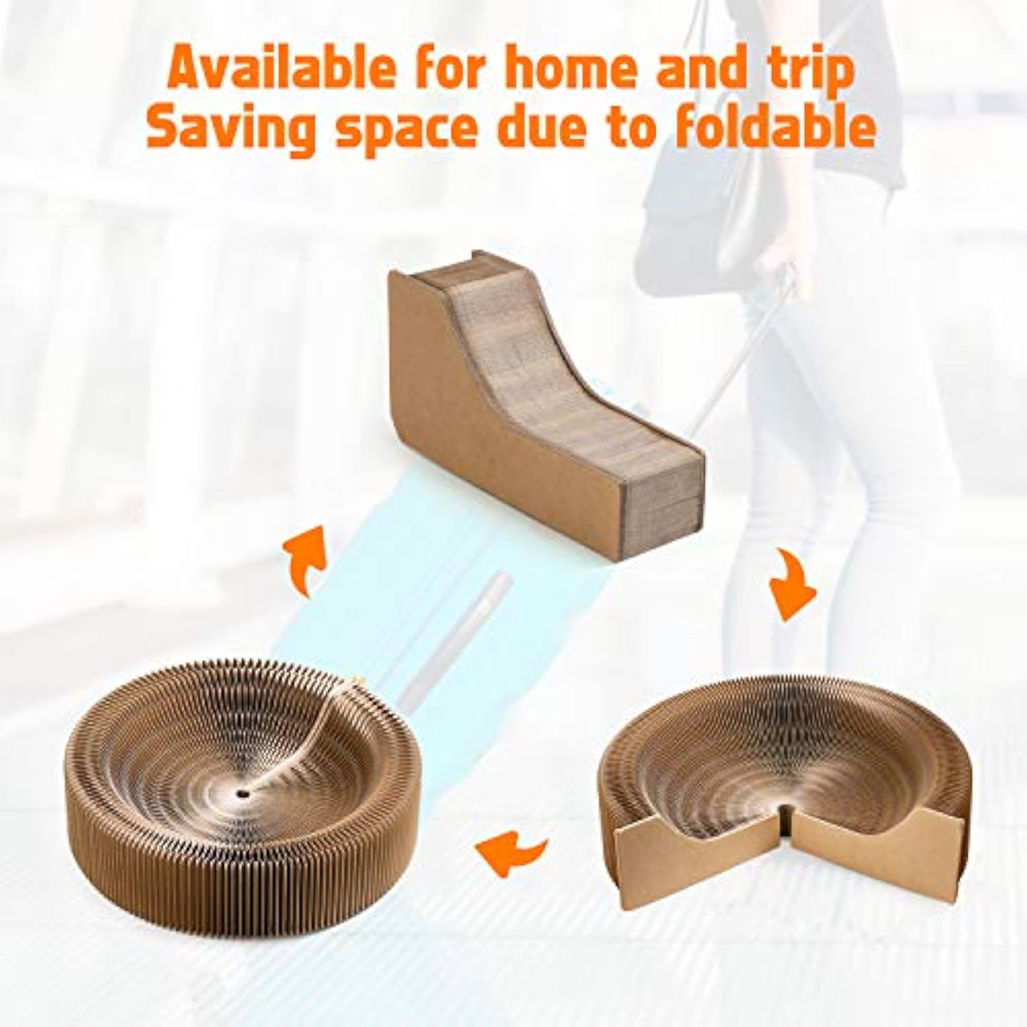 Collapsible Round Pet Scratcher Bed Cardboard Lounge Nest