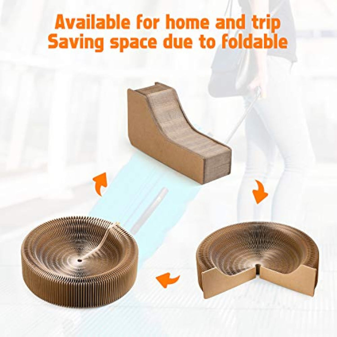 Collapsible Round Pet Scratcher Bed Cardboard Lounge Nest