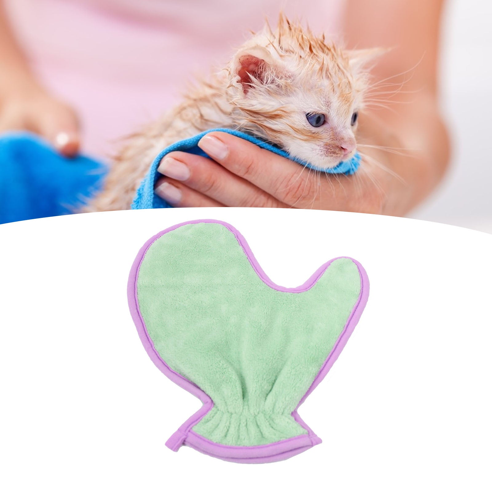 Double-Sided Pet Bath Gloves Soft Absorbent Plush