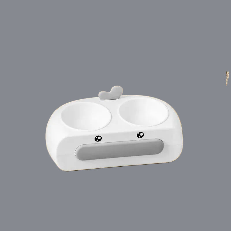 Duck-Shaped Double Pet Feeding Bowl Plastic Food Water Tray