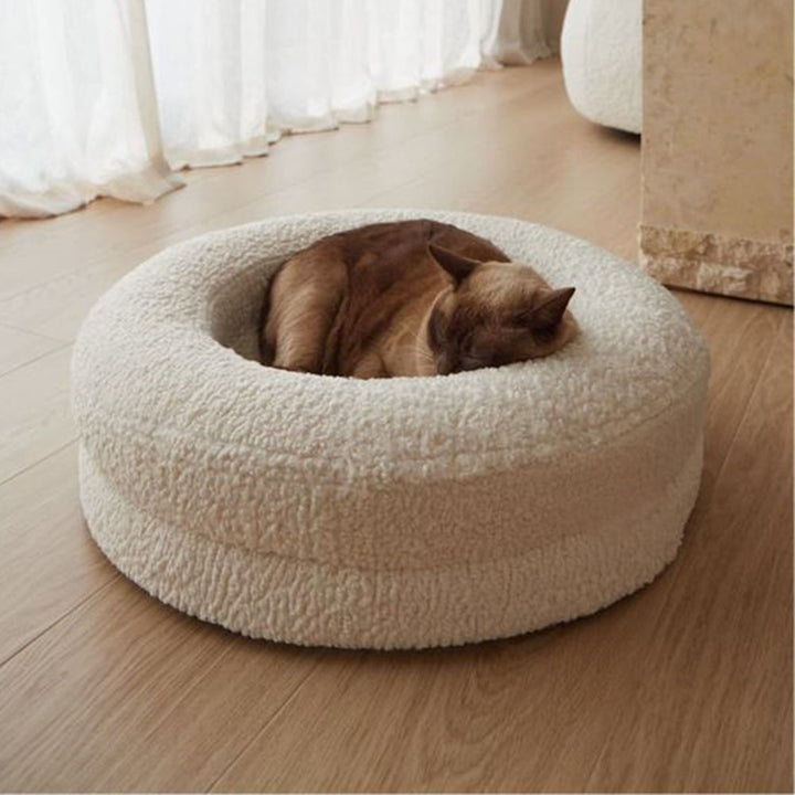 Solid Color Round Pet Bed Comfortable Indoor Nest