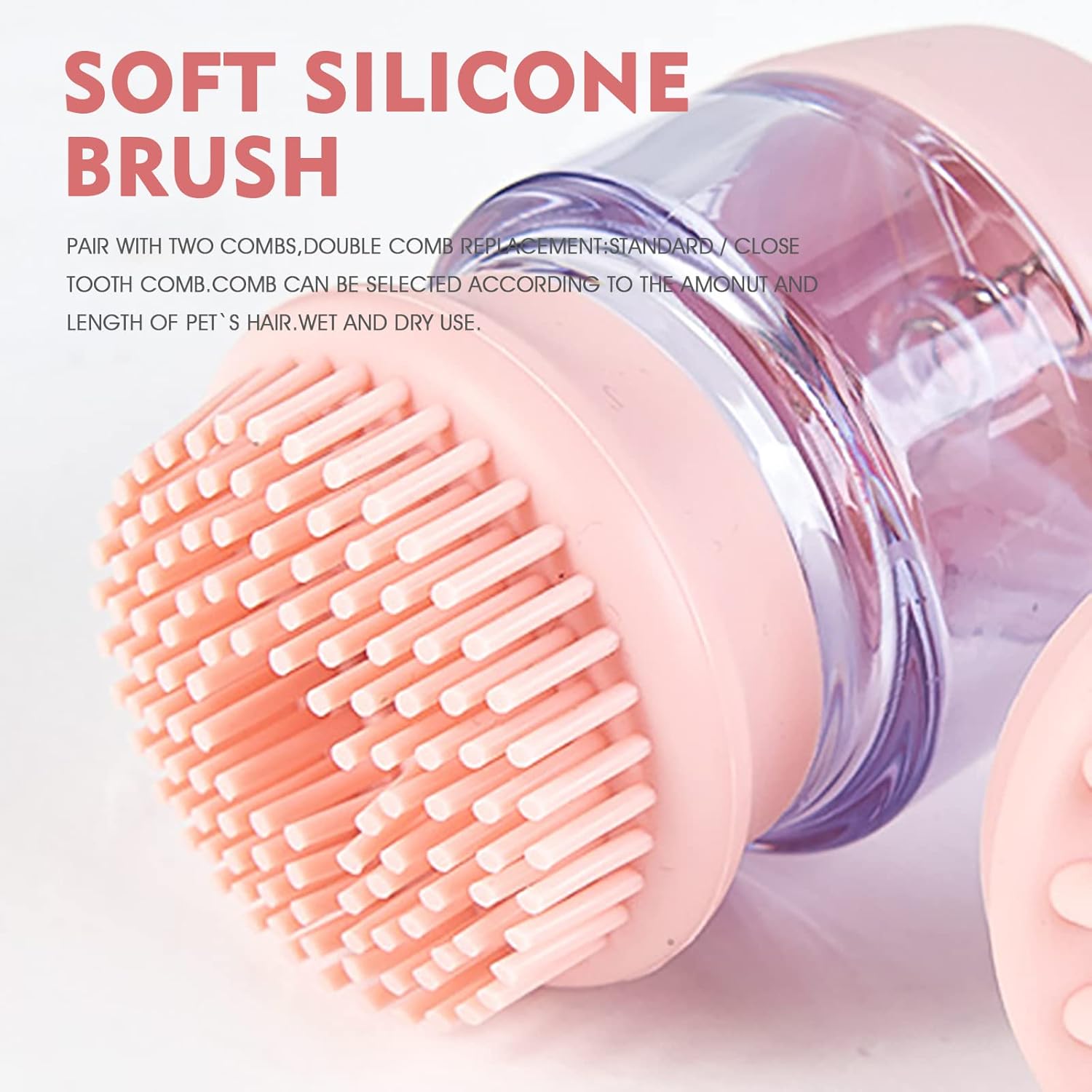 Pet Bath Grooming Brush Silicone Massage Brush With Shampoo Dispenser
