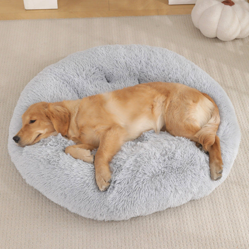 Round Plush Pet Bed Warm Comfortable Sleeping Mat