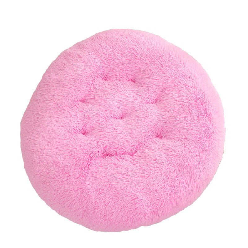 Round Plush Pet Bed Warm Comfortable Sleeping Mat