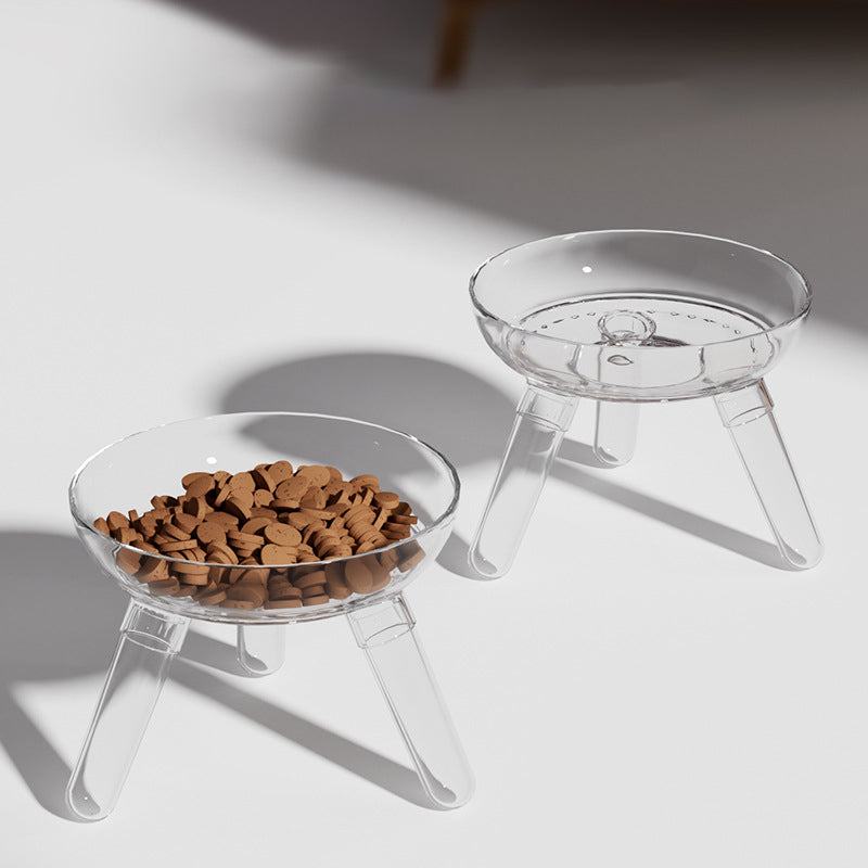 Anti-Knock Transparent Pet Feeding Bowl Water Dish