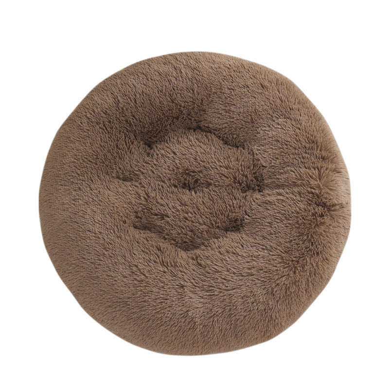 Round Plush Pet Bed Warm Comfortable Sleeping Mat
